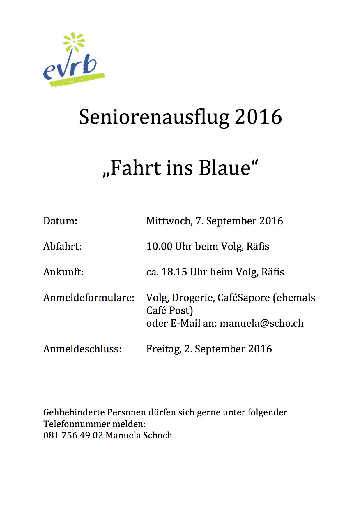 Seniorenausflug Plakat 2016